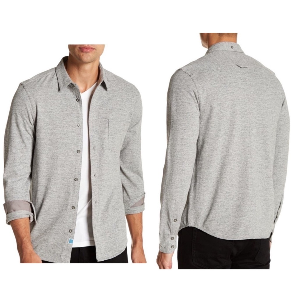 NEW NWT Jason Scott Wilson Heather Gray Button‎ Down Contrast Cuff - M